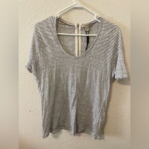 Burberry Brit sz medium Gray and White Fitted Striped Tee with back zipper